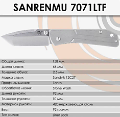 Складной нож SanRenMu 7071LTF-SZ																				